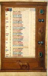 Marskalender med Beliers tecken - medeltidens miniatyr: Begäran om tillstånd från kommunalbiblioteket i Toulouse (tel: 05 62 27 66 66) av Unknown artist