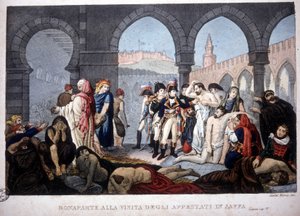 Campaign (Expedition) of Egypt (1798-1801): Napoleon besökte Jaffa pestiferes i Egypten, cirka 1800. av Unknown artist