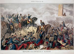 Italiens kampanj: "" Slaget vid Solferino, 24 juni av Unknown artist