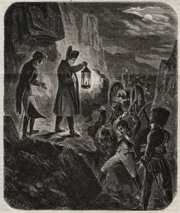 Preussens och Polens kampanj: Kejsar Napoleon I (1769-1821) på tröskeln till slaget vid Iena och Auerstaedt 14/10/1805 - Kejsar Napoleon I natten före slaget vid Jena-Auerstedt (Jena Auerstedt) mot den preussiska armén den 14 oktober 1805 - Nap av Unknown artist