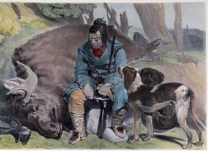 Kanadensaren Huron Elk Hunt - i "" Shyths sketcher in the Canadas"" av Coke Smyth, London av Unknown artist