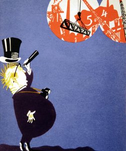 Kapitalistisk man rädd för den sovjetiska ekonomins framsteg, vykort av Unknown Artist