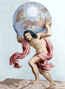Karikatyr av Colbert som Atlas (gravyr) av Unknown artist