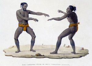Karolinska män som dansar (Karolinska öarna, Oceanien). av Unknown artist