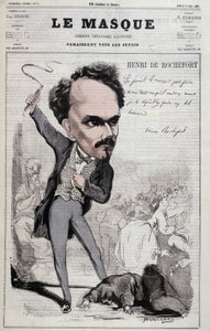 Tecknad serie av Henri de Rochefort (1831-1913), fransk journalist och politiker som visade republikanska ståndpunkter som är fientliga till det värre. i "" Le Masque"" från 1867 av Unknown artist