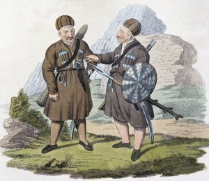 Kaukasiska krigare, deb. 1800-talet av Unknown artist