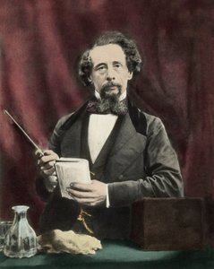 Charles Dickens (1812-1870) under en läsning omkring 1860. av Unknown artist