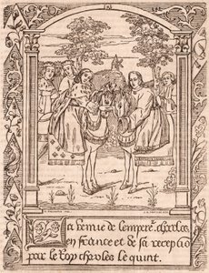 Karl den femte tar emot kejsar Karl IV, den helige romerske kejsaren och kungen av Böhmen av Unknown