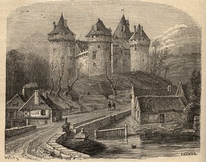 Chateau de Combourg - Ille-et-Vilaine Bretagne - gravyr i "" PATRIE" - PECTUREQUIREQUE BESKRIVNING AV FRANKRIKE I 6 BÅNDER AV LUCIEN HUARD - slutet av 1800-talet av Unknown artist