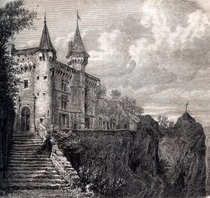 Chateau de la Rochelambert (chateau-de-la-rochelambert) vid Saint Paulien - Haute-Loire - Auvergne-Rhône-Alpes - gravyr omkring 1867 av Unknown artist