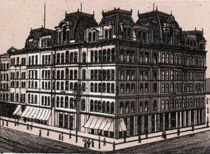 Chicago, USA: utsikt över Field, Leiter & Co. (Field, Leiter & Co. varuhus). i "" Världen illustrerar 168 vyer"" Inget datum (slutet av 1800-talet) av Unknown artist