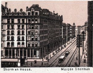 Chicago, USA: utsikt över Sherman House. i "" Världen illustrerar 168 vyer"" Odaterat (slutet av 1800-talet) av Unknown artist