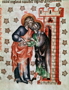 Kristus farväl (Jesus Kristus och Josefs farväl) Miniatyr målad i "The Passion of the Abbedss Cunegonde"" av Unknown artist