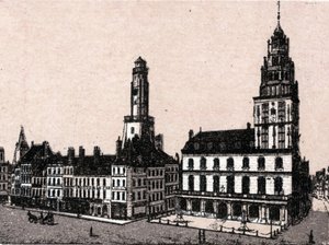 Staden Calais: gammal fyr och rådhus i "" Världen illustrerar 168 vyer"" Odaterat (slutet av 1800-talet) av Unknown artist