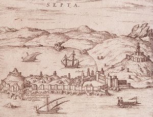 Staden Septa (Ceuta) under tidigt 1600-tal, gravyr, Marocko av Unknown artist