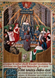 Claude de Seyssel (död 1520) erbjuder sin bok till kung Ludvig XII (1462-1515) Miniatyr från Claude de Seyssels "La Grande Monarchy de France" av Unknown artist