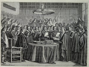 Congress of Westphalia, fredsavtal som avslutar det trettioåriga kriget av Unknown artist