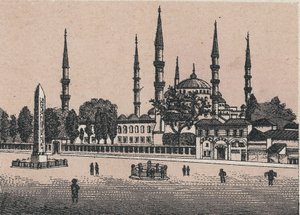 Konstantinopel, Turkiet: utsikt över Sultan Achmeds moské (Sultan Achmeds moské). i "" Världen illustrerar 168 vyer"" Odaterat (slutet av 1800-talet) av Unknown artist