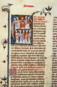 Konciliet i Nicaea - manuskriptbelysning (gammal latinsk översättning av de första ekumeniska konciliet som tillskrivs Isidore), medeltid (ref. 365, 351r). B. Herr Toulouse. Ansökan om auktorisation till Toulouse kommunala bibliotek (tel: 05 62 27 66 av Unknown artist