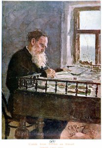 Greve Tolstoj skriver - akvarell efter naturen av Unknown artist