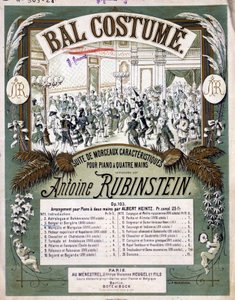 Omslag till partituret till ""Svit med karaktäristiska stycken för piano fyra händer"", komponerad av Anton Rubinstein. av Unknown artist