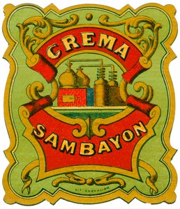 Crema Sambayon alkoholreklam (kromolitografi, sent 1800-tal) av Unknown artist