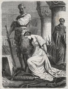 Död av Katherine Howard, hustru till Henry VIII gravyr 1864- Catherine Hovard eller Catherine Howard (Katherine eller Katheryn av Unknown artist
