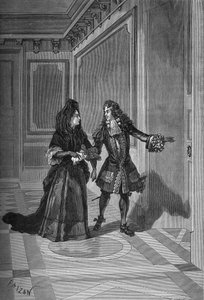 Död av Marie Therese (Marie-Therese), Frankrikes drottning, 30 juli 1683: M. de la Rochefoucauld ber Madame de Maintenon (Francoise d