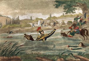 Prins Joseph (Jozef) Antoni Poniatowski (född 1763) död vid passagen av Eelster 1813, tidens gravyr av Unknown artist