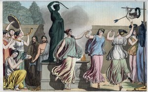 Delian Dans i Dianas fest eller Artemis (jaktens gudinna) - gravyr från "" Seder och traditioner för alla folk i universum. Det är historien om regeringen, om lagarna, om milisen, om alla nationers religion från de mest avlägsna tider fram till av Unknown artist