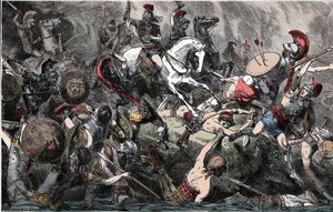 Förstörelse av den atenska armén på Sicilien - Peloponnesos krig (431-404 f.Kr.), expedition av Sicilien (415-413 f.Kr.): förstörelse av den atenska armén - 1882 av Unknown artist