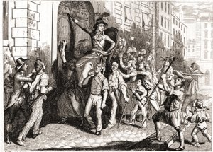 Förstörelse av byggnaderna i Lyon under franska revolutionen. av Unknown artist