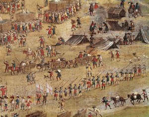 Detalj av Richelieus trupper under belägringen av La Rochelle (olja på duk, cirka 1640) av Unknown artist