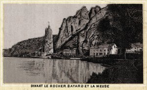 Dinant, le Rocher Bayard et la Meuse, Vallonien, Belgien. Kromolitografi från slutet av 1800-talet. av Unknown artist