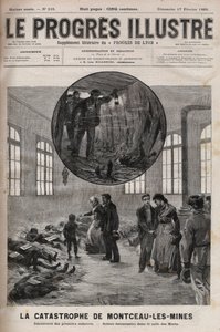 Katastrof i brunnen Sainte Eugenie eller katastrofen i Montceau les Mines (Montceau-les-Mines) i Bourgogne 1895 - gravyr i "Le Progres illustrious" från 1895 av Unknown artist
