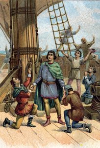 Discovery of America av Christopher Columbus (Cristoforo Colombo) 1492. av Unknown artist