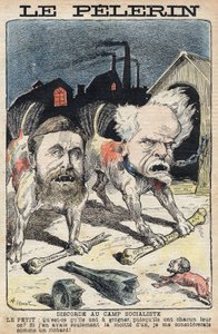 Tvister mellan socialisterna Jean Jaures (1859-1914) (vänster) och Henri Rochefort (1831-1913) (höger). Illustration i "" Le Pelerin"" av den 19 juni 1898. av Unknown artist