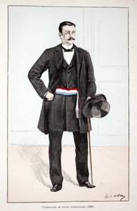 avdelningspolischef (1896). Etsning i färger, för illustration "" History of the Corps of Peacekeepers""" bok publicerad under beskydd av Louis Lepine (1846-1933), prefekt för polisen på Seine, av Alfred Rey (1864-?) och Louis Iron av Unknown artist