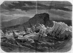 Jordbävning i Peru: tsunamin sänkte staden Arica i september 1869 - Gravyr i "" Le Journal Illustré"" av Unknown artist
