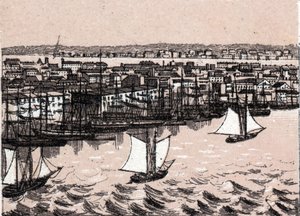 East river a New York i USA i "Världen illustrerar 168 vyer"" Odaterat (sent 1800-tal) av Unknown artist