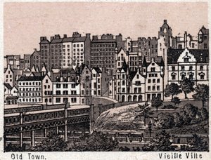 Edinburgh, Skottland: utsikt över Gamla stan i Edinburgh. i "" Världen illustrerar 168 vyer"" Odaterat (slutet av 1800-talet) av Unknown artist