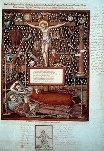 Bildningar av Henrik I av Lorraine, 3:e hertig av Guise (1550-1588) och av hans bror Ludvig II av Guise, kardinal av Lorraine (1555-1588) mördade i Blois den 23 och 24 december 1588 på order av Henrik III. 1500-talets Paris, B.N. av Unknown artist