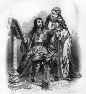 Eginhard (Einhard, Einhart, Einard, 775-840) historiker av den karolinska perioden med Emma (Imma) hans hustru. av Unknown artist