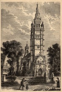 Kyrkan Notre Dame de Croaz Batz i Roscoff - Finistere - Bretagne - gravyr i "" PATRIE" - PECTURESSE BESKRIVNING AV FRANKRIKE I 6 VOLYER AV LUCIEN HUARD - slutet av 1800-talet av Unknown artist