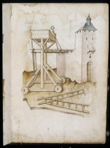 Höjdsystem och skalor - Manuskript: pergamentark av en ingenjörsmanual för konstruktion av civila, religiösa och militära byggnader, anonym, sent 1400-tal (figur med kinesiskt bläck) av Unknown artist