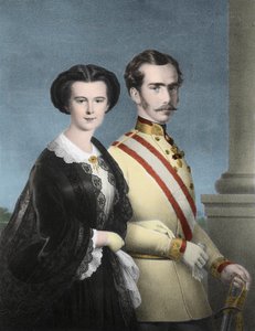 Kejsar Francois Joseph 1 av Österrike (Francois-Joseph av Habsburg) och kejsarinna Elisabeth av Österrike (Sissi) - Porträtt av Franz Joseph I av Österrike ( av Unknown artist