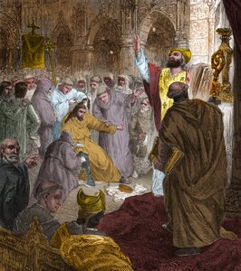 Slutet av den merovingerska dynastin, 751: avsättning av kung Childerik III (714-754) av Pepin the Brief (714-768). av Unknown artist