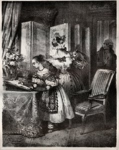 Gravyr från 1800-talet för romanen av Madame Cottin (Sophie Cottin Rostand) (1770-1807) "" Malvina"" - Privat samling av Unknown artist