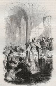 Ermesinde, grevinna av Luxemburg - Portostadga beviljad av Ermesinde Iere av Luxemburg till Luxemburgs invånare 1243 - Gravyr från 1868 i "Belgiens historia från primitiva tider till slutet av Leopold I" av Theodore Juste (1818-1888) - av Unknown artist