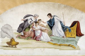 Esthers svimning - Fan Project, c. 1810. av Unknown artist
